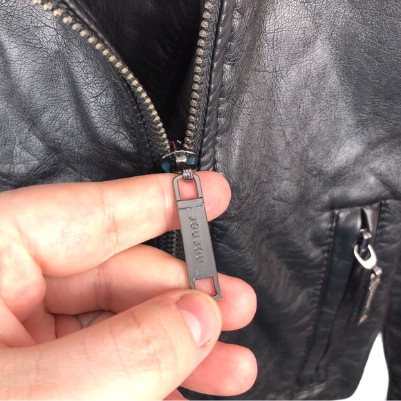 Jou Jou Faux Leather Studded Black Moto Asymmetric Zip Up Biker Jacket S - Picture 8 of 14